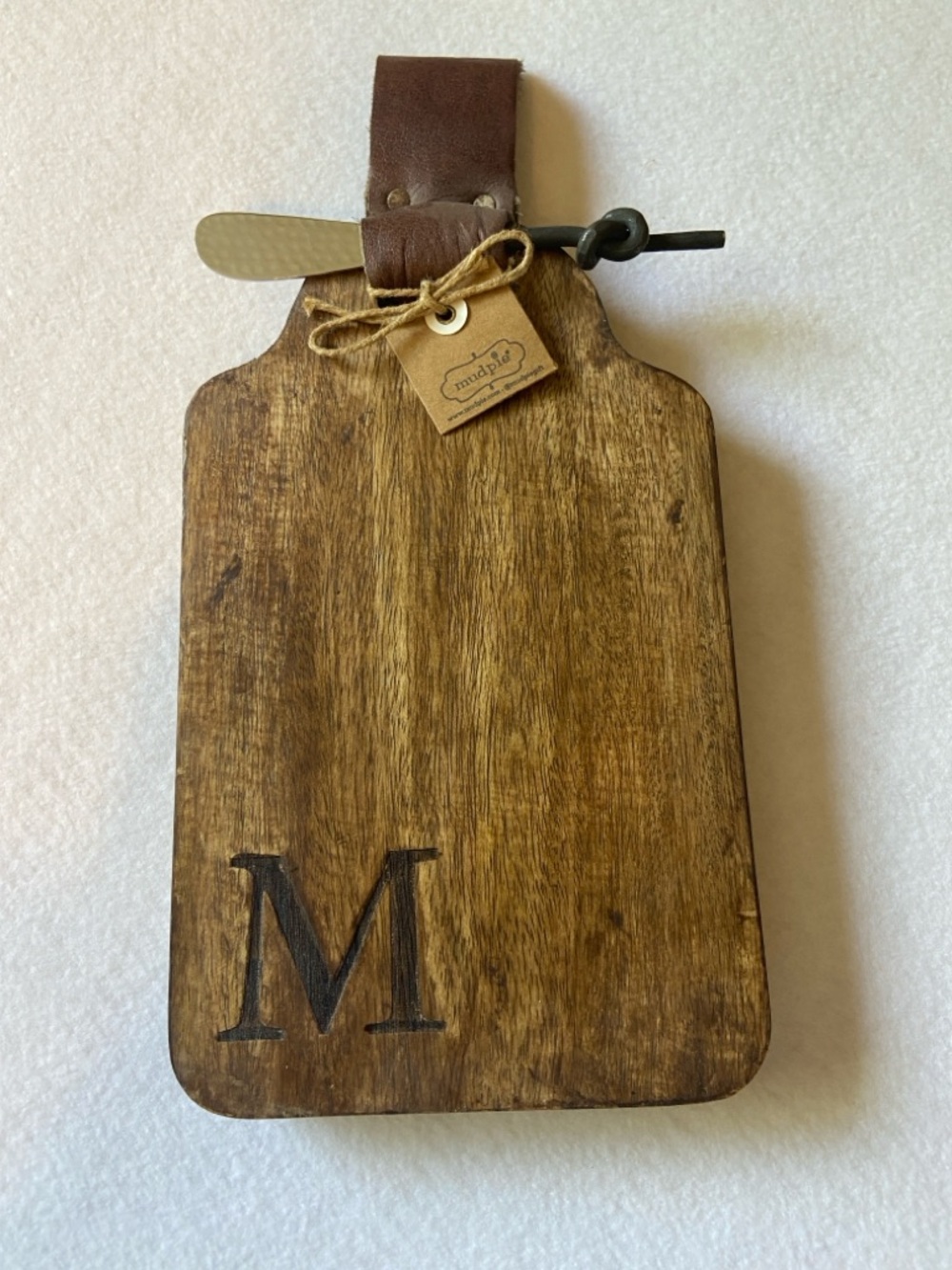 Mud Pie Wooden Mini‎ Bar/Cheese Board Set, Initial M, Party, Farmhouse, Hostess